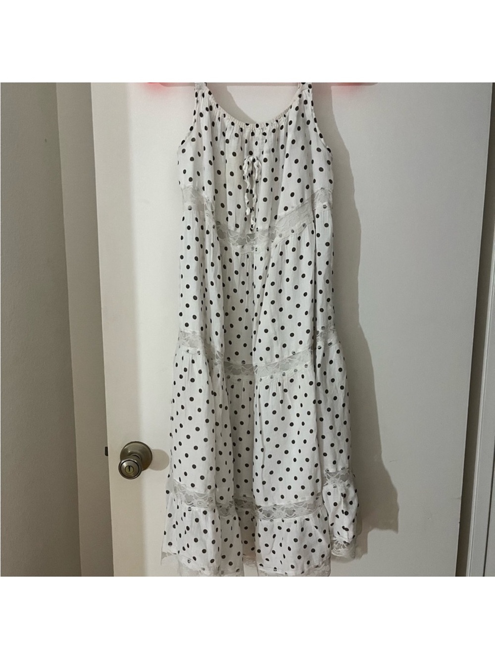 VINTAGE White Polka Dot Tiered Summer Dress